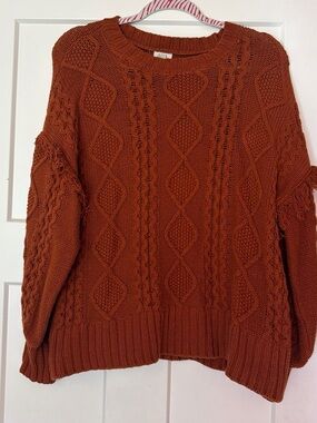 a.n.a Rust Cable Knit Scoop Neck Sweater